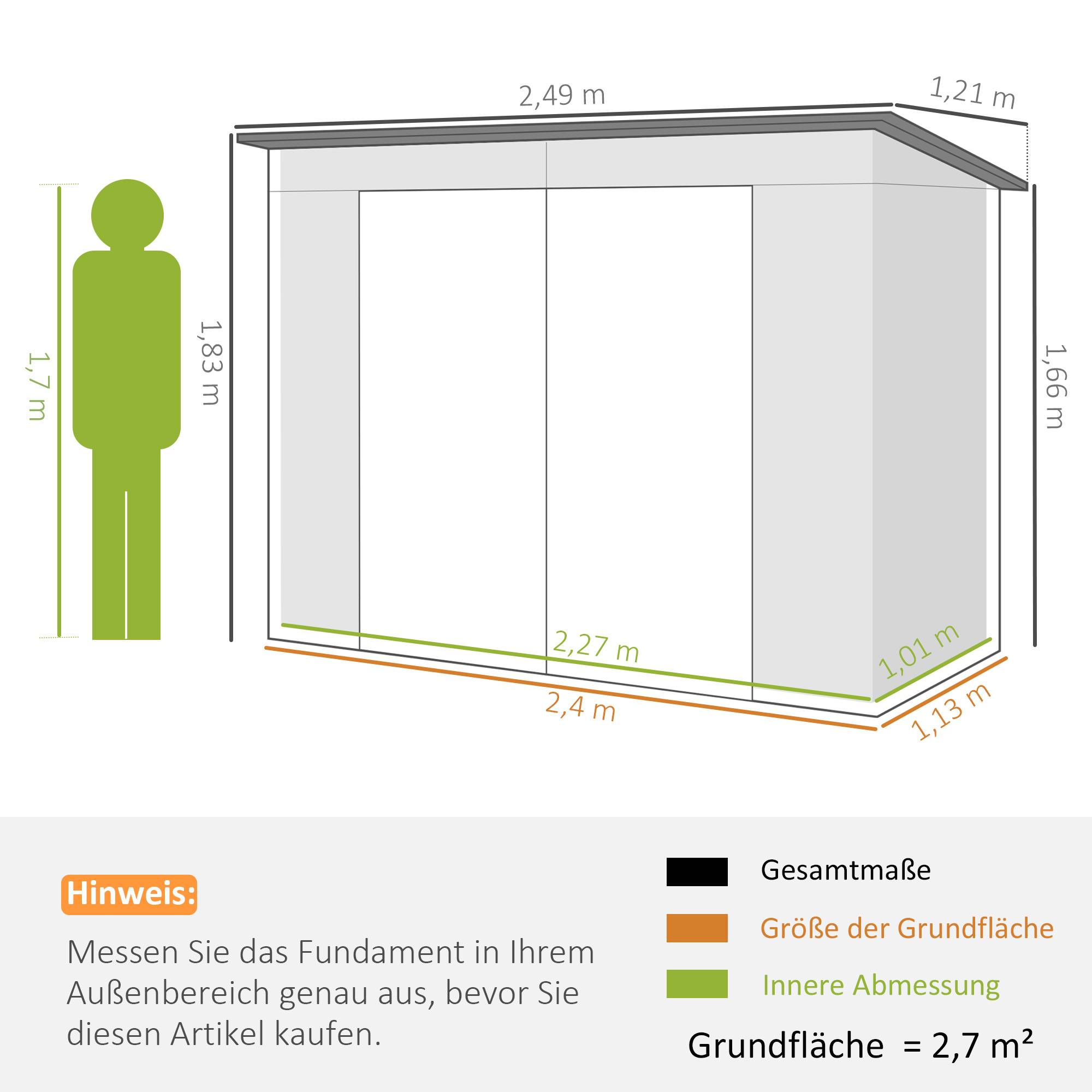 ComfortXL - Abri de jardin acier galvanisé 249 x 121 x 183 cm gris pour outils de jardin - ComfortXL Outdoor Living - Image 5