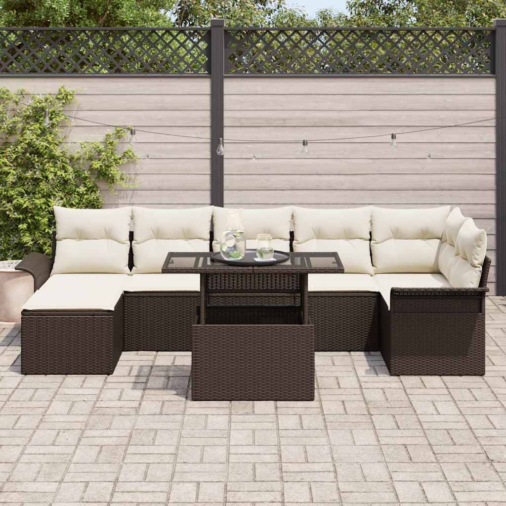 Vidaxl - Ensemble de canapé de jardin 8 pcs Marron Poly rotin vidaXL 3348324 - Image 4