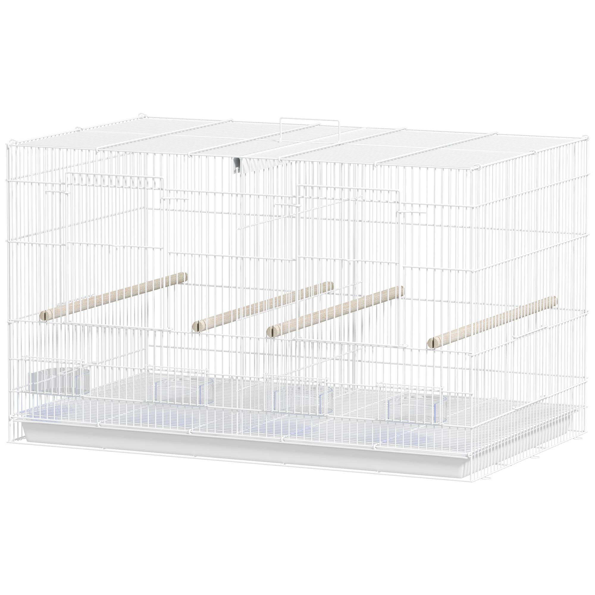 ComfortXL - Cage à oiseaux acier blanc 76x46x46 cm volière intérieure séparateur amovible - ComfortXL Outdoor Living - Image 1