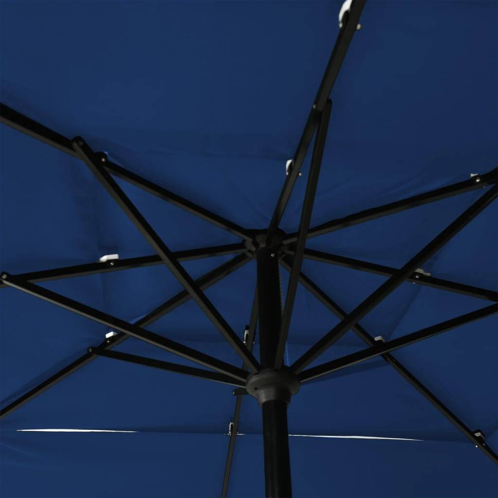 Helloshop26 - Parasol à 3 niveaux avec mât en aluminium 2,5 x 2,5 m bleu azuré - Image 5