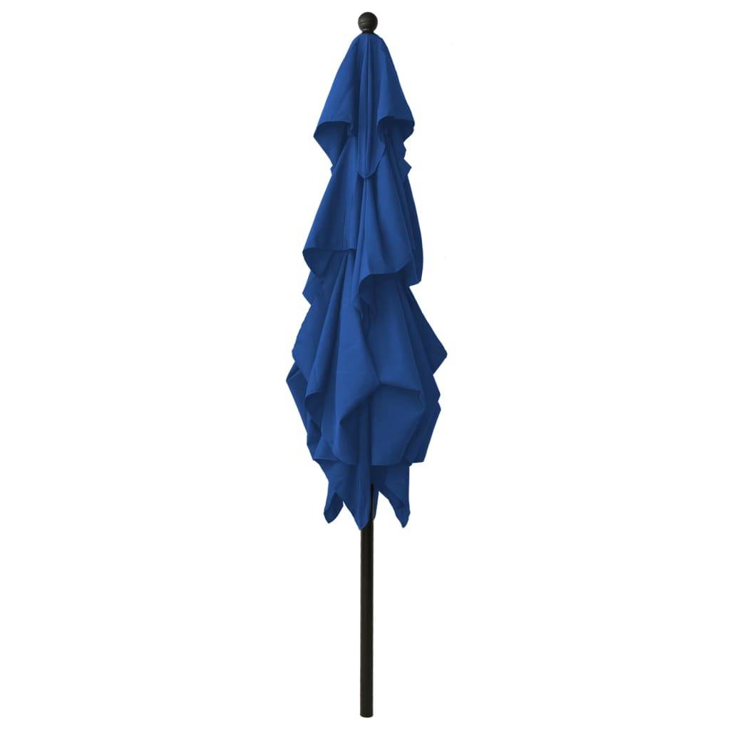 Helloshop26 - Parasol à 3 niveaux avec mât en aluminium 2,5 x 2,5 m bleu azuré - Image 3