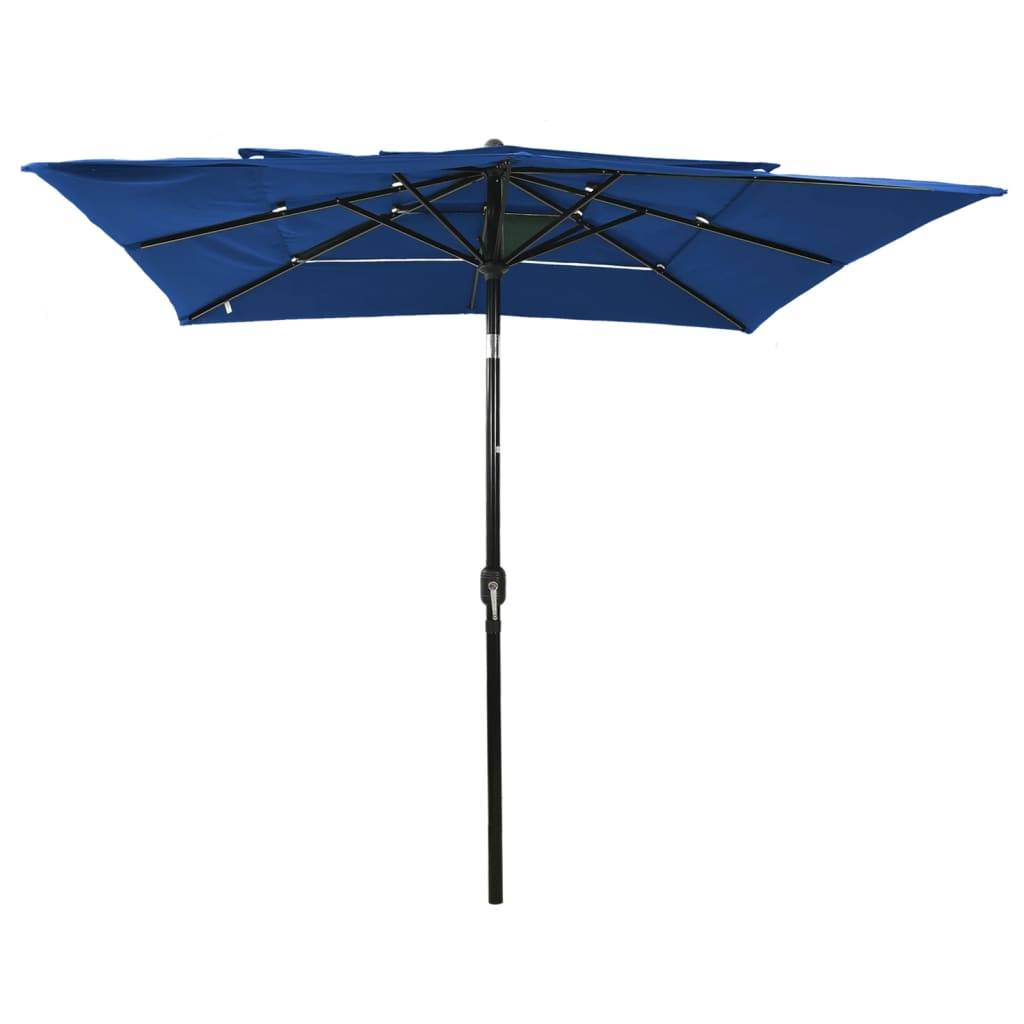 Helloshop26 - Parasol à 3 niveaux avec mât en aluminium 2,5 x 2,5 m bleu azuré - Image 1