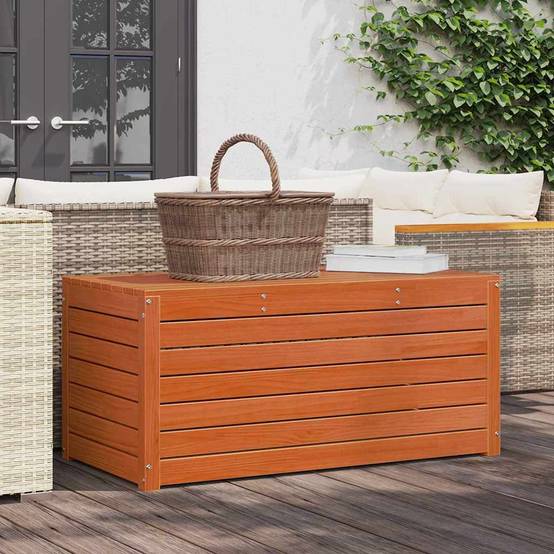 Coffre de Rangement Jardin Bois de Pin Massif Finition Cirée Design Moderne Marron 101 cm – ComfortXL Outdoor Living - Image 1