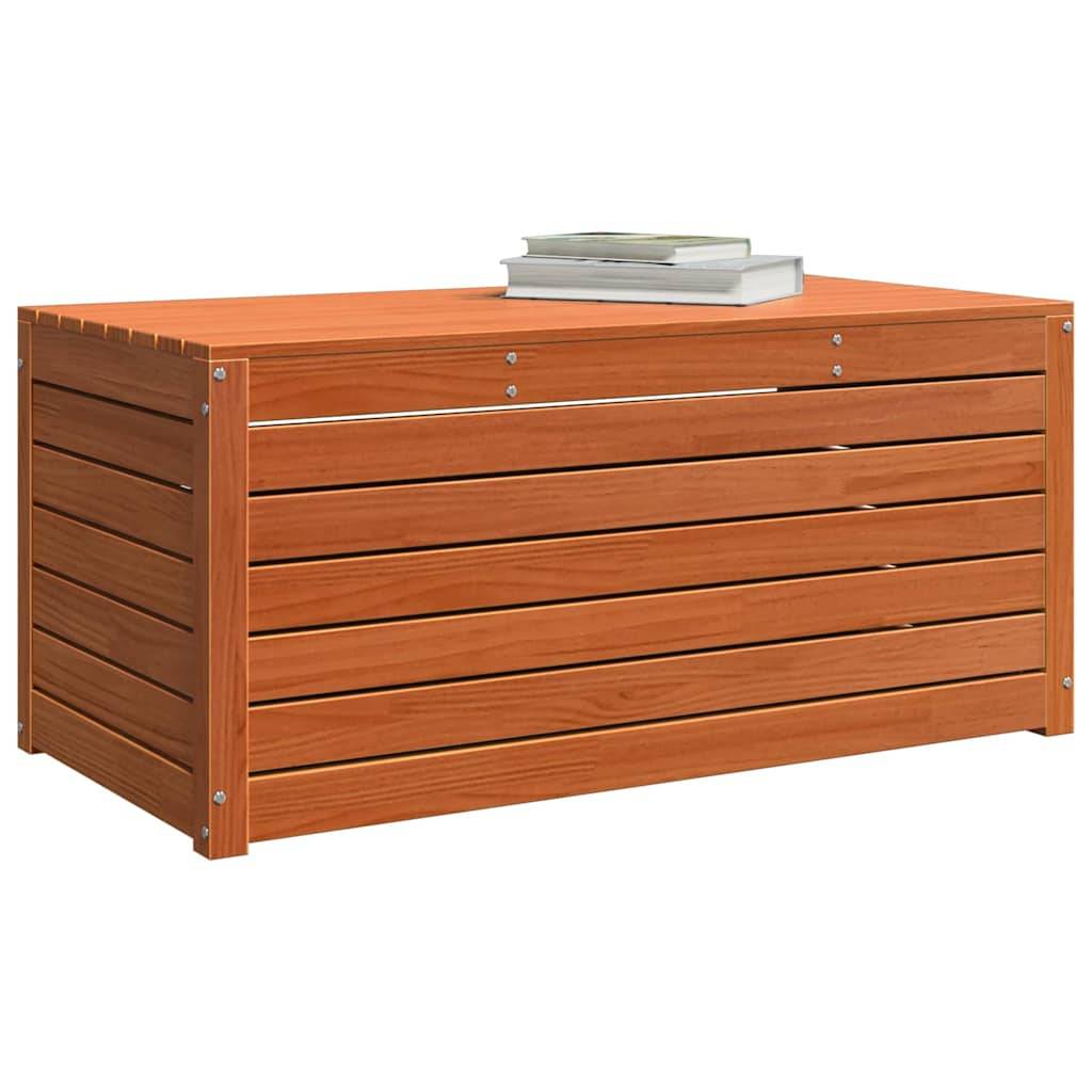 Coffre de Rangement Jardin Bois de Pin Massif Finition Cirée Design Moderne Marron 101 cm – ComfortXL Outdoor Living - Image 3