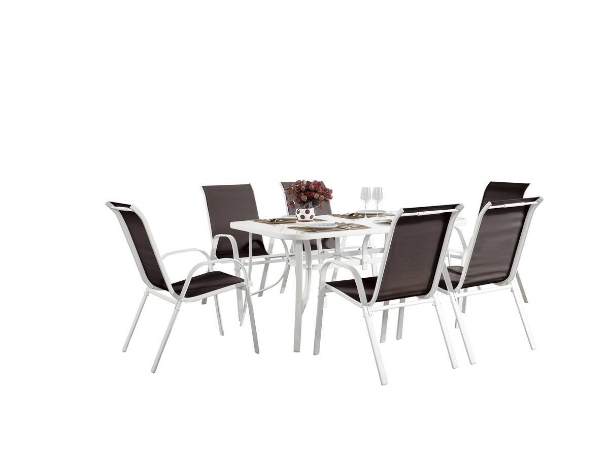Table Et Chaises De Jardin En Textilène "cordoba" - Phoenix -  6 Places - Taupe -habitat Et Jardin - Image 1