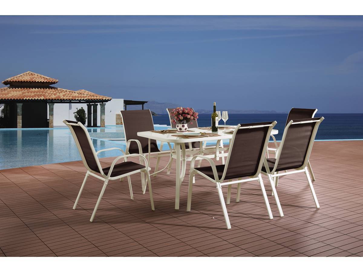 Table Et Chaises De Jardin En Textilène "cordoba" - Phoenix -  6 Places - Taupe -habitat Et Jardin - Image 2