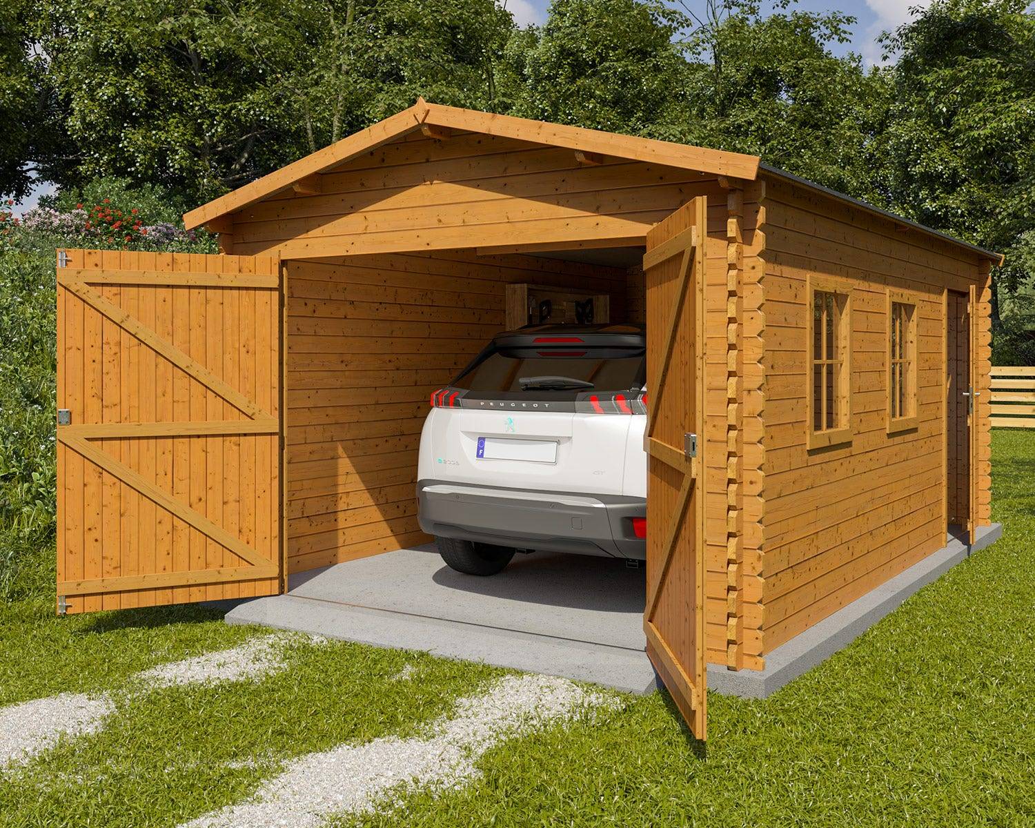 Garage en bois marron Varpa 16,83 m2 - Image 1