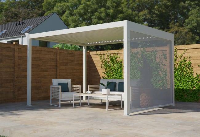 Pergola Bioclimatique Aluminium Autoportante Blanc 4x3 Manuelle S ORIAL France - Image 3