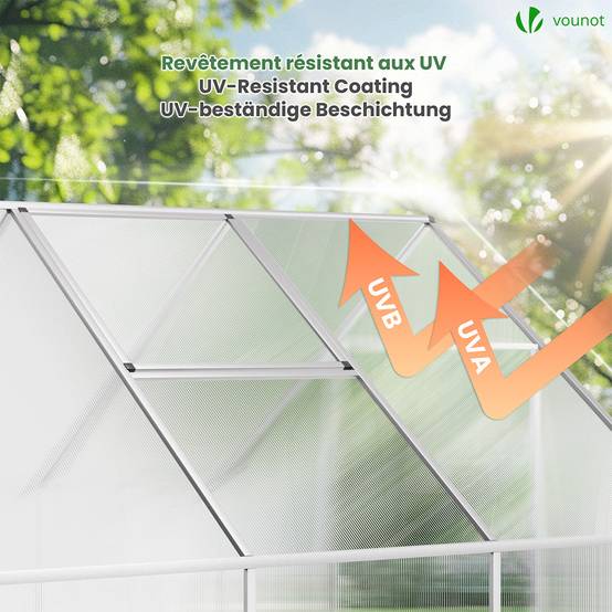 Vounot - Lot de 14 plaques en polycarbonate alvéolaire 4 mm - 121 x 60,5 cm transparent - double paroi creuse - pour serre - VOUNOT® - Image 4