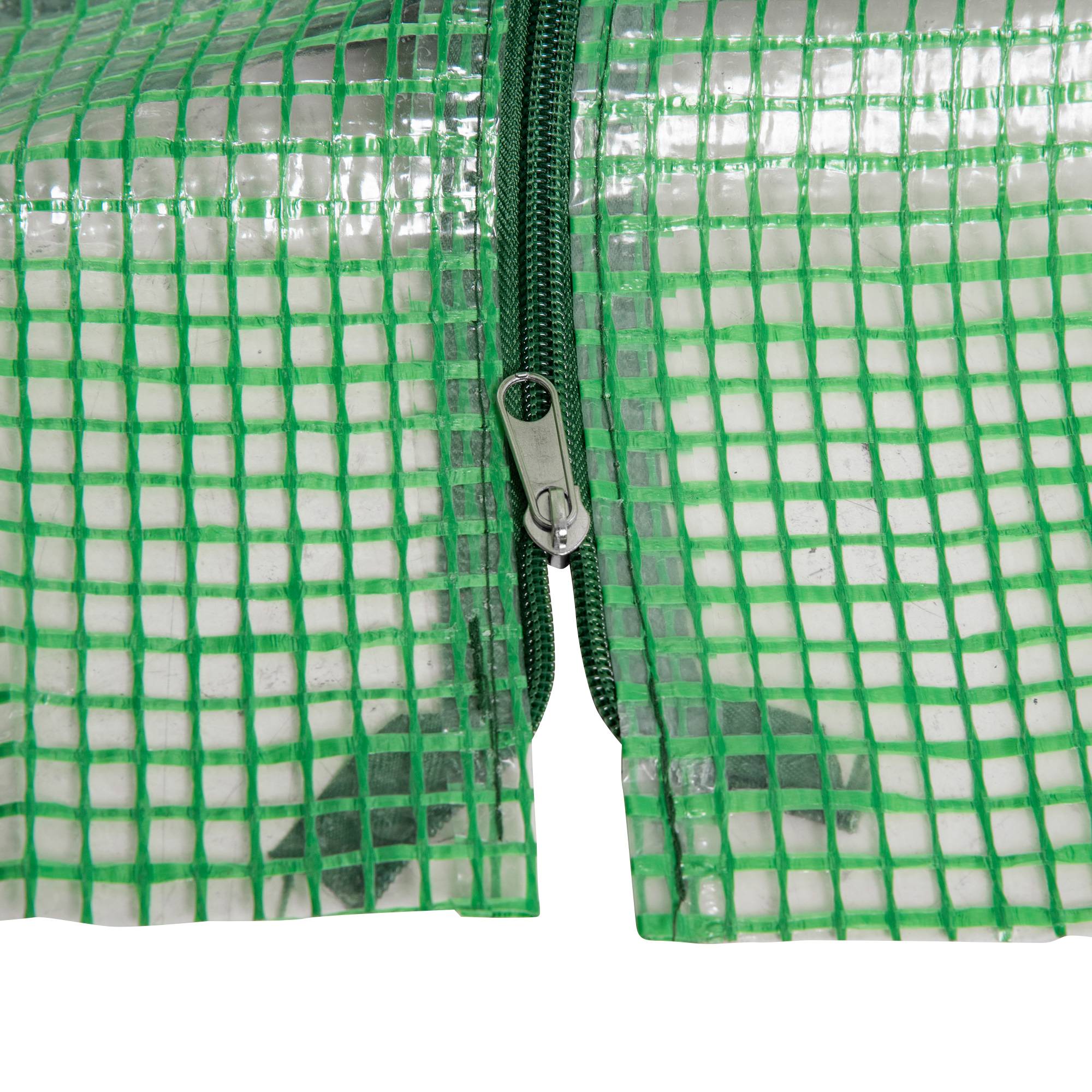 Serre de jardin basse acier PE culture semis potager portes zippées 180x90x90cm vert - ComfortXL Outdoor Living - Image 10