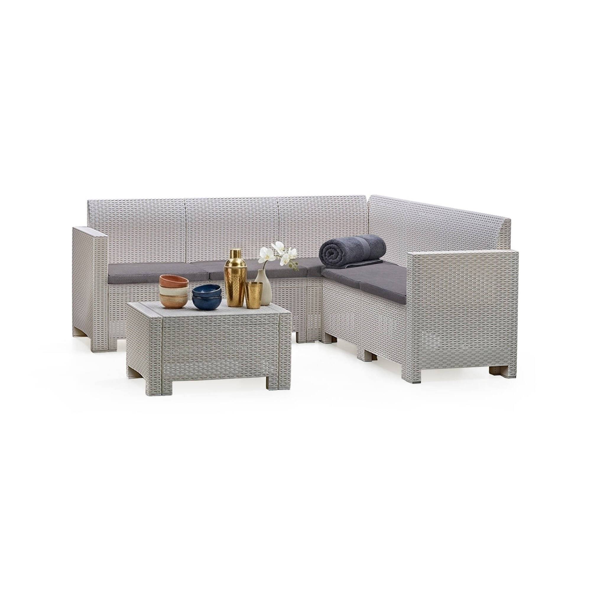 Dmora - Set salon d'extérieur Eris, Salon d'extérieur, Kit terrasse ou jardin, Composition d'un salon d'extérieur, Made in Italy, Blanc - Image 1