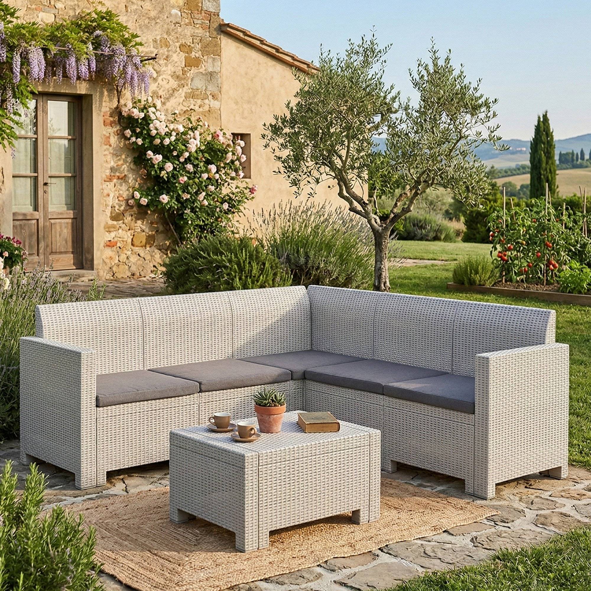 Dmora - Set salon d'extérieur Eris, Salon d'extérieur, Kit terrasse ou jardin, Composition d'un salon d'extérieur, Made in Italy, Blanc - Image 2