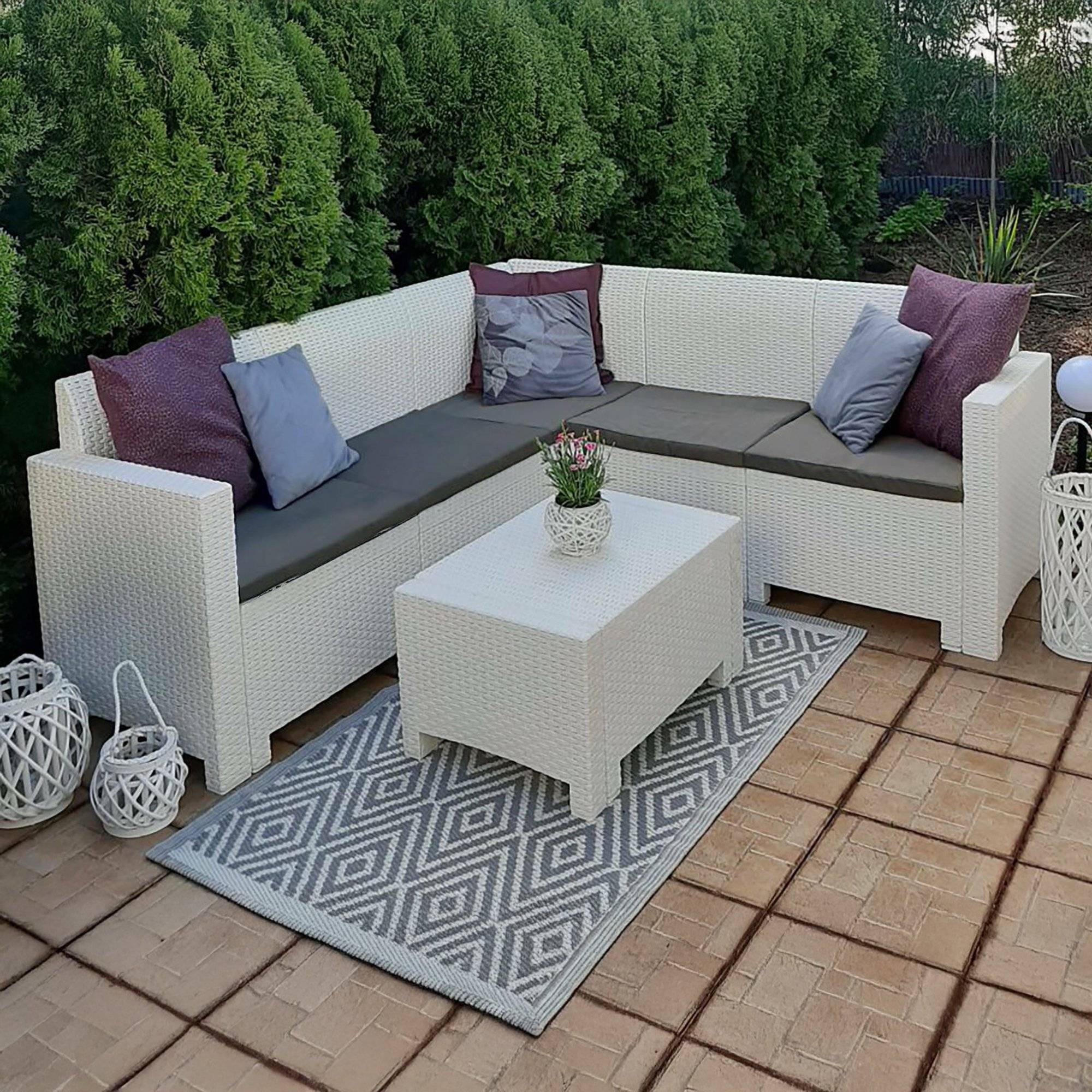 Dmora - Set salon d'extérieur Eris, Salon d'extérieur, Kit terrasse ou jardin, Composition d'un salon d'extérieur, Made in Italy, Blanc - Image 4