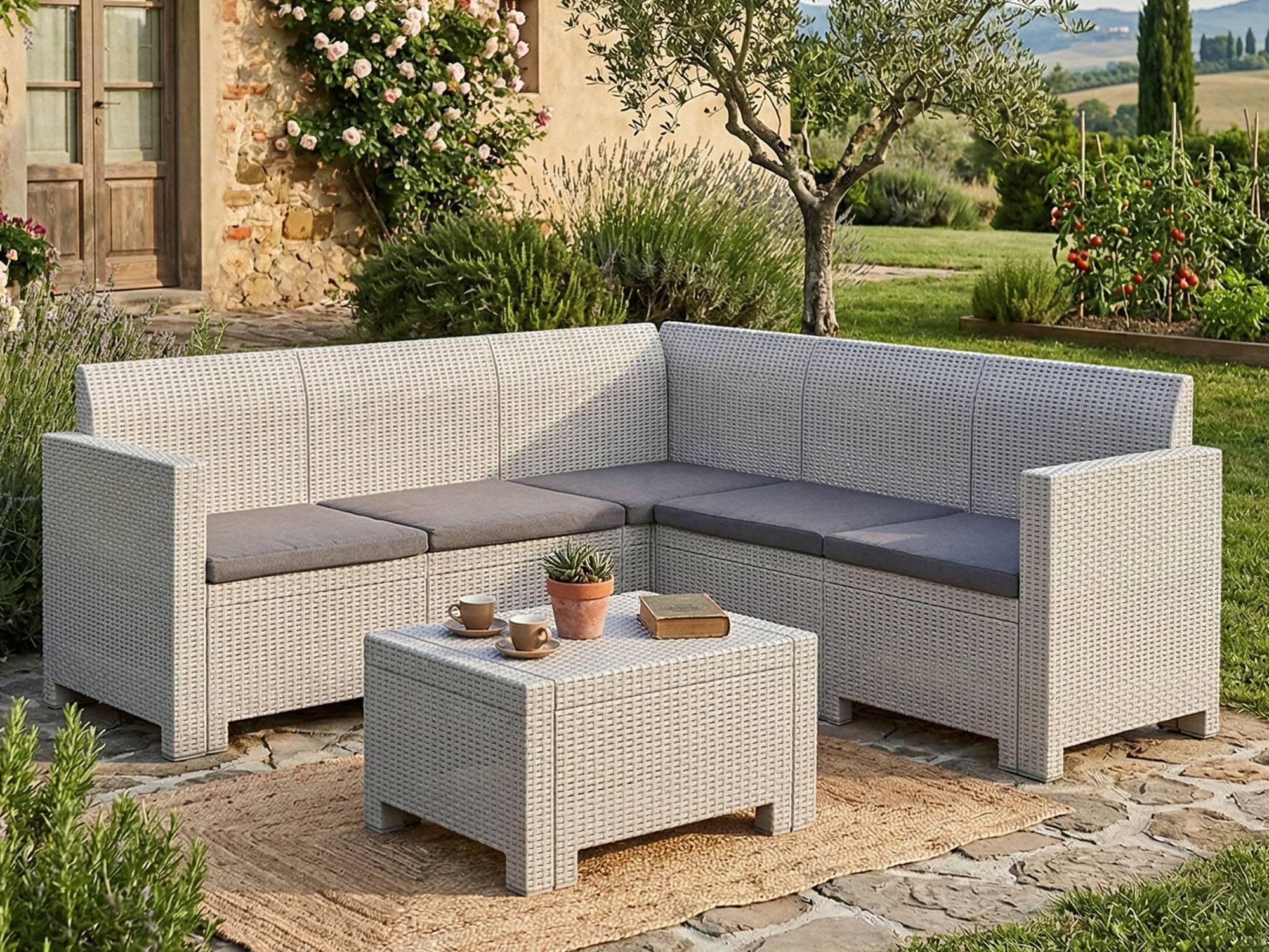 Dmora - Set salon d'extérieur Eris, Salon d'extérieur, Kit terrasse ou jardin, Composition d'un salon d'extérieur, Made in Italy, Blanc - Image 7
