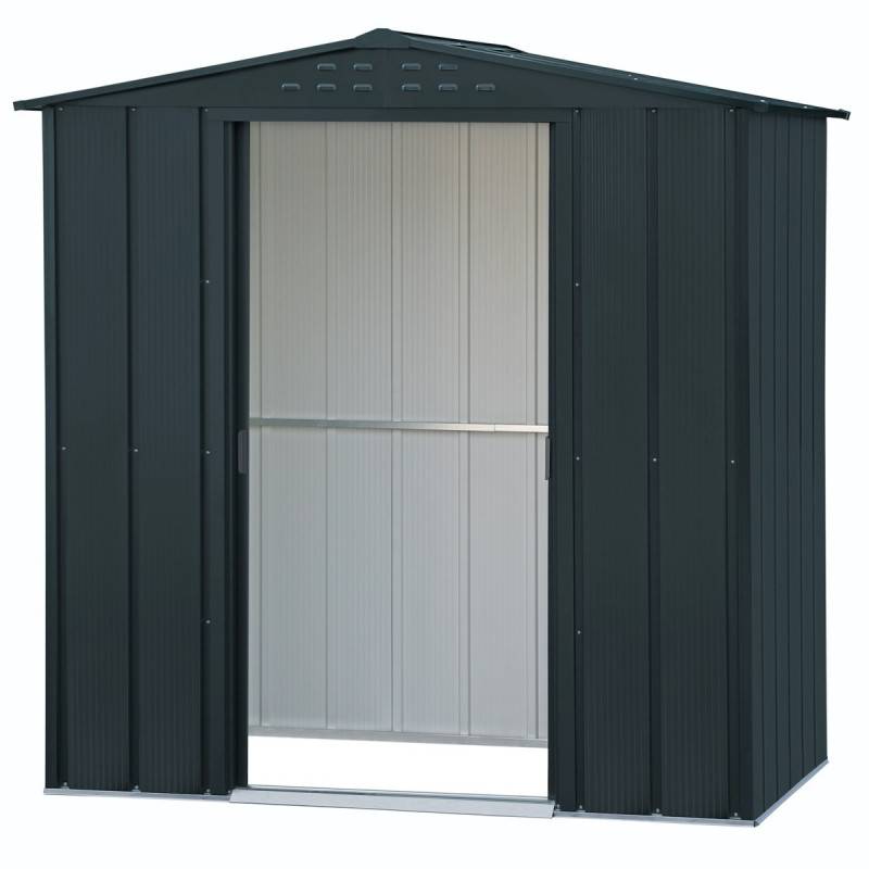 Duramax - Abri de jardin métal imitation bois 2,48 m² avec kit d’ancrage - anthracite - grande hauteur - Image 2