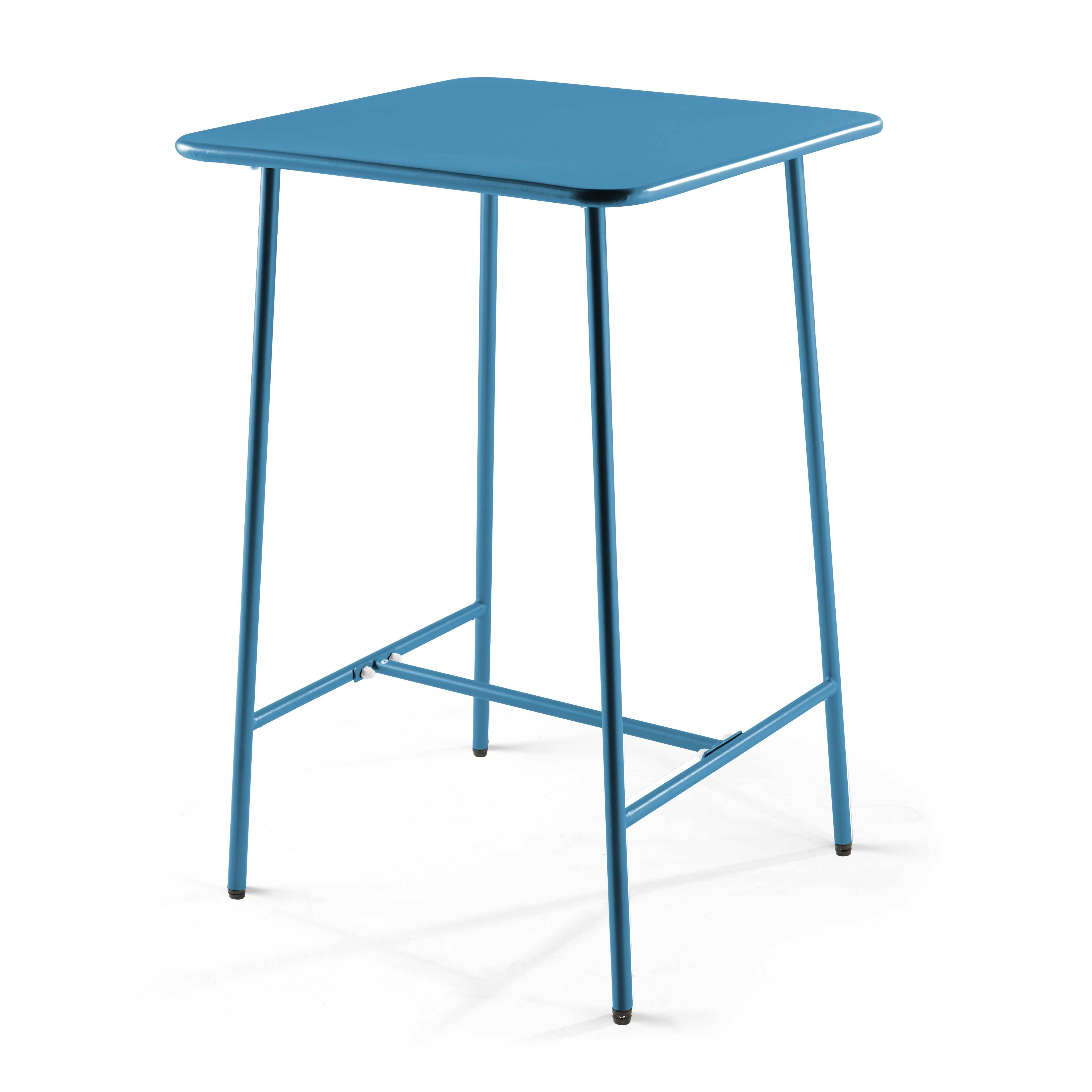 Oviala - Ensemble table de bar et 2 chaises hautes en métal bleu pacific Palavas - Oviala - Image 6