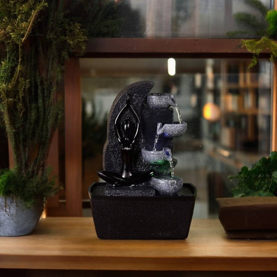 Zen Light - Fontaine d'Intérieur Cascade Yama - Mur d'Eau Zen - Fontaine Yoga - Décoration Ambiance Relaxante Méditation - H 25cm – Zen'Light - Image 1