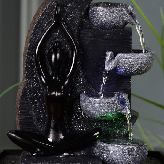 Zen Light - Fontaine d'Intérieur Cascade Yama - Mur d'Eau Zen - Fontaine Yoga - Décoration Ambiance Relaxante Méditation - H 25cm – Zen'Light - Image 9