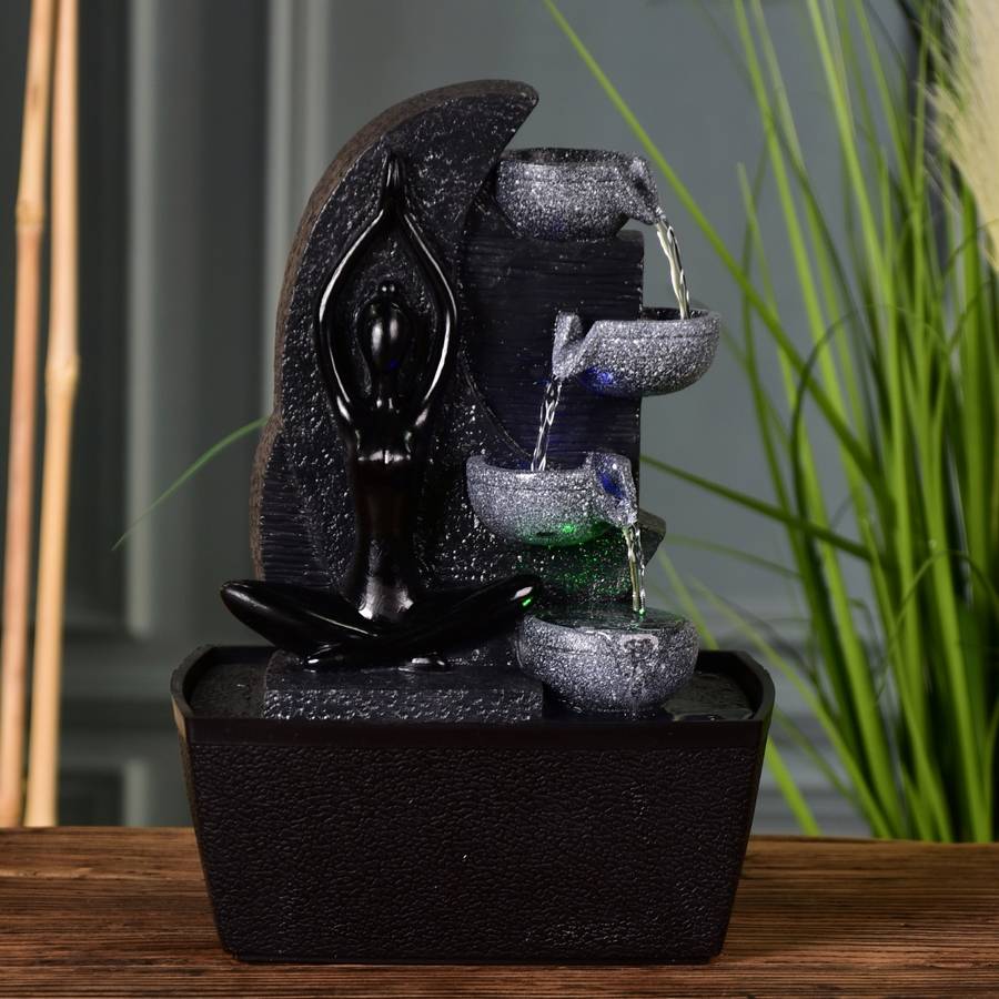 Zen Light - Fontaine d'Intérieur Cascade Yama - Mur d'Eau Zen - Fontaine Yoga - Décoration Ambiance Relaxante Méditation - H 25cm – Zen'Light - Image 8