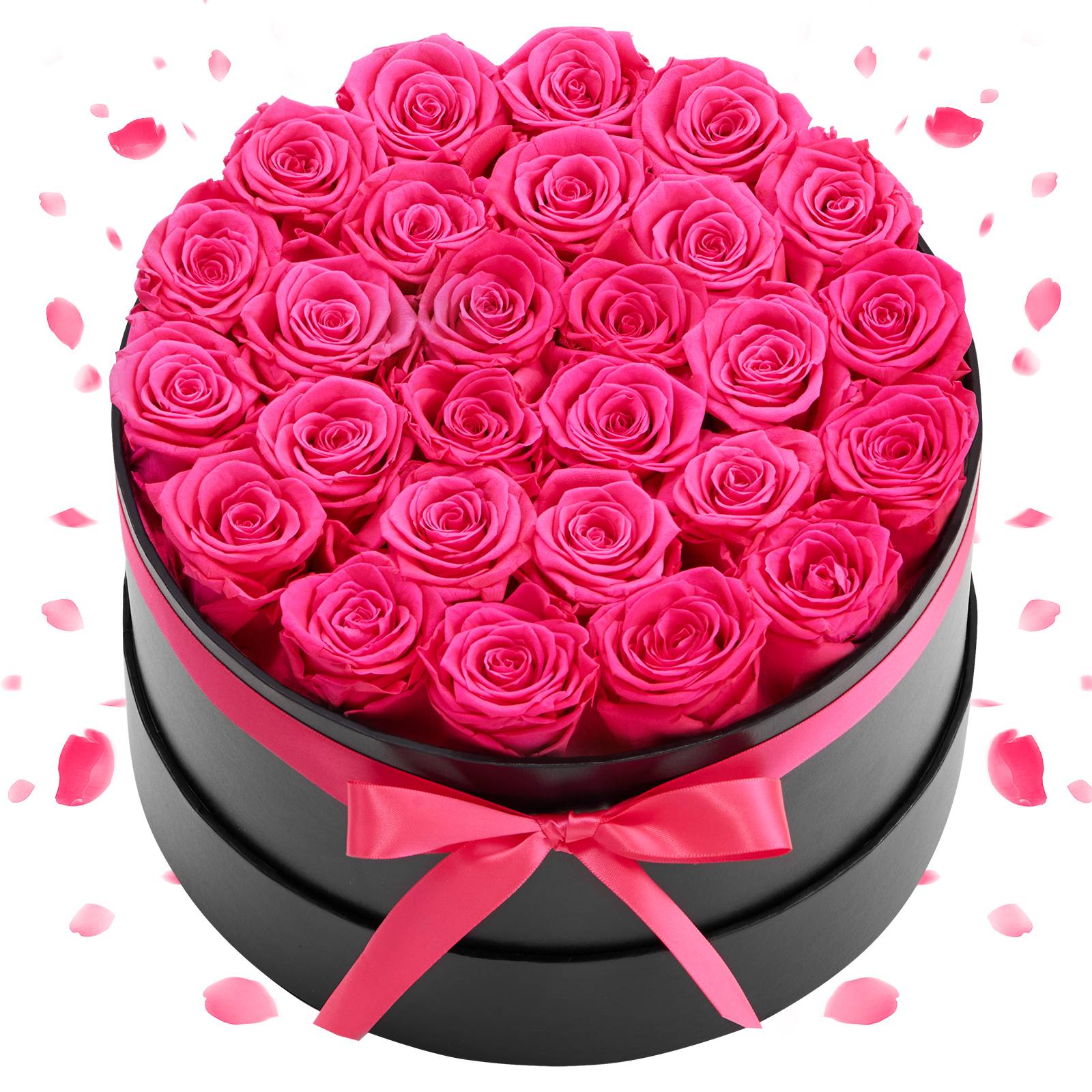 VEVOR Rose Éternelle Fleurs Éternelles Préservées 27 PCS Boîte Ronde Rouge Rose