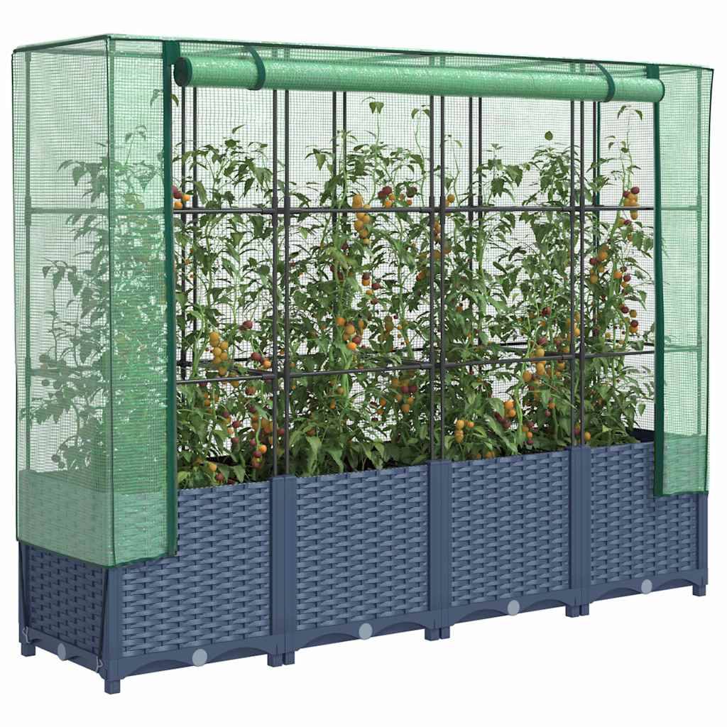 PANGIVO - Carré potager surélevé PP bleu-gris avec housse PE 160 x 40 x 138 cm - PANGIVO - Image 1