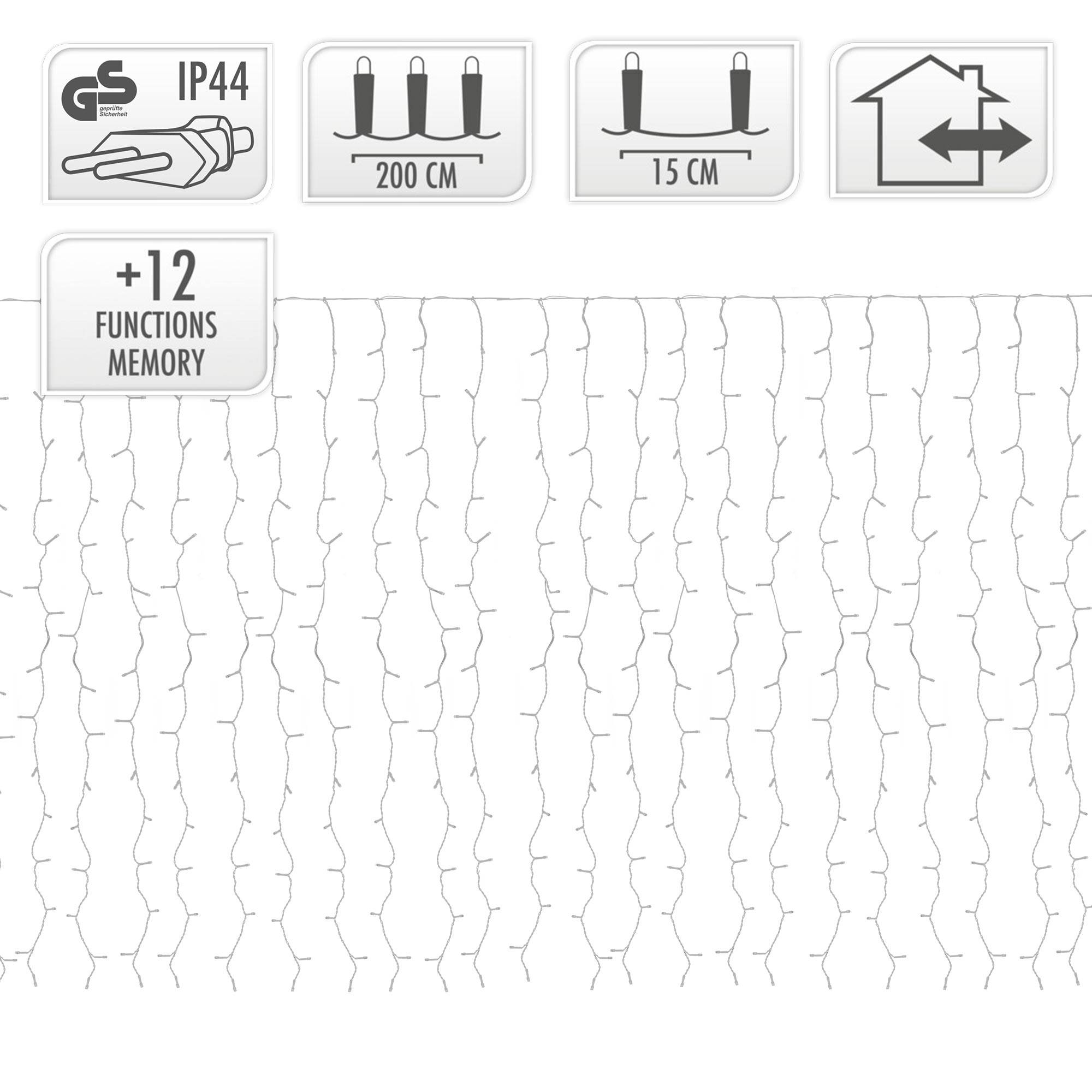 Ecd-Germany - Rideau pendant lumineux de Noël 240 LED blanc chaud IP44 2m intérieur/extérieur - Image 6