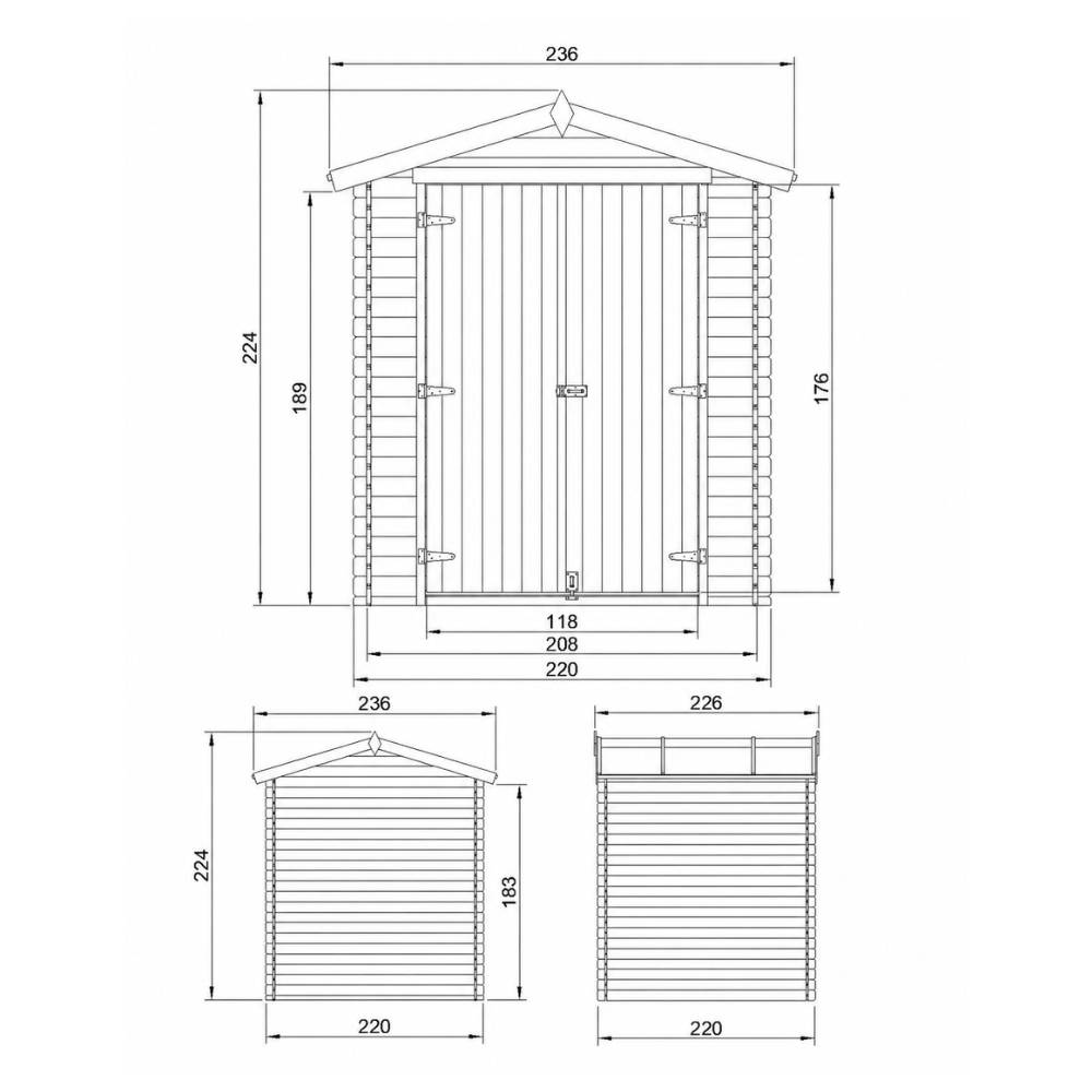 Timbela - Abri de jardin en bois avec plancher - 4.33 m² / 226x236xH224 cm - M369C1+M369G - 19 mm d’épaisseur - Timbela - Image 5
