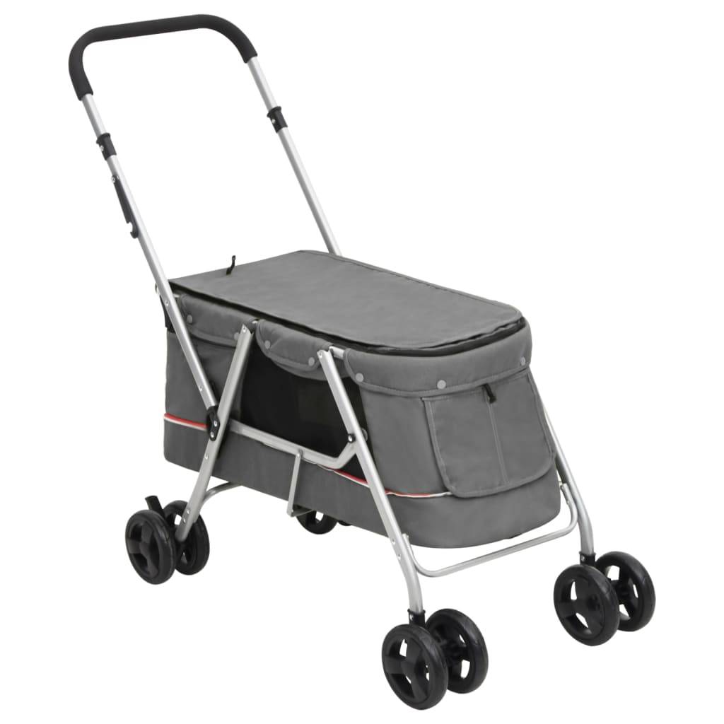 Poussette pour chien tissu de lin gris 100 x 49 x 96 cm - PANGIVO - Image 1