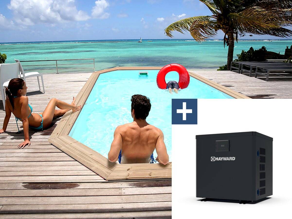 Piscine Bois " Cordoue " - 3.48 X 2.15 X 1.18 M + Pompe à Chaleur  3.5 Kw/h -habitat Et Jardin - Image 1