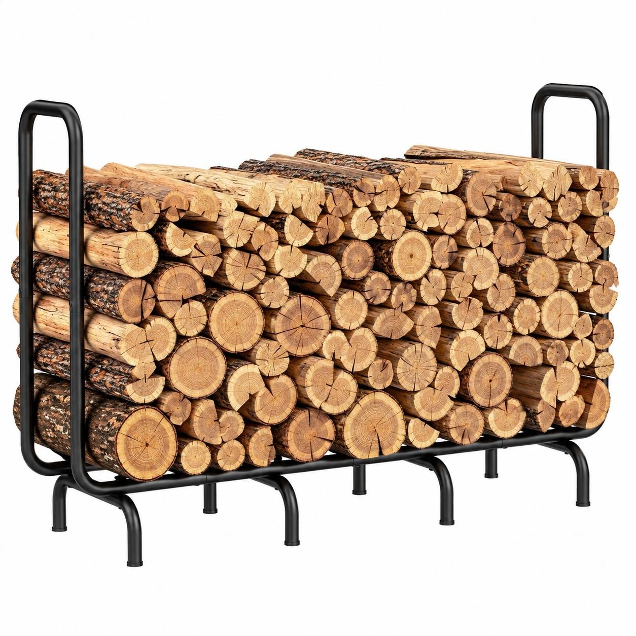 Support à Bûches Métal Intérieur Extérieur Rangement Bois Noir
