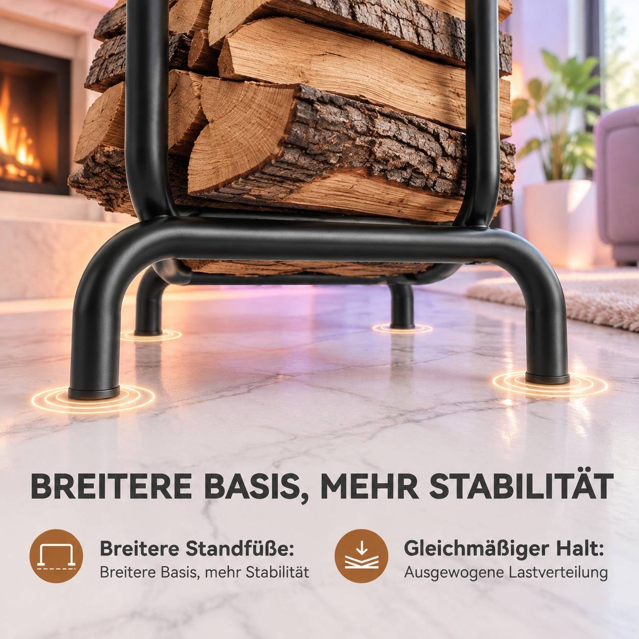 Support à Bûches Métal Intérieur Extérieur Rangement Bois Noir - Image 6