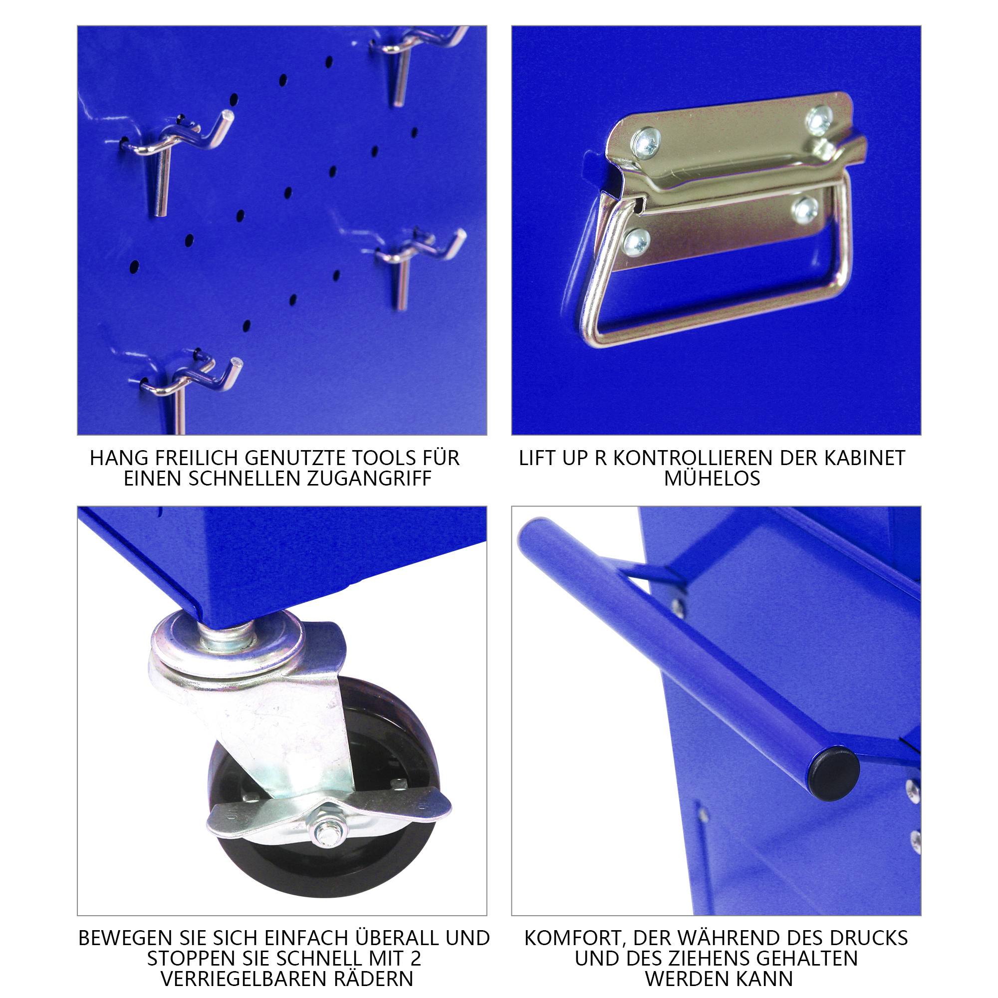 Servante d'Atelier Modulable 2 en 1 Bleue, 6 Tiroirs et Coffre Amovible à Roulettes – ComfortXL Outdoor Living - Image 6