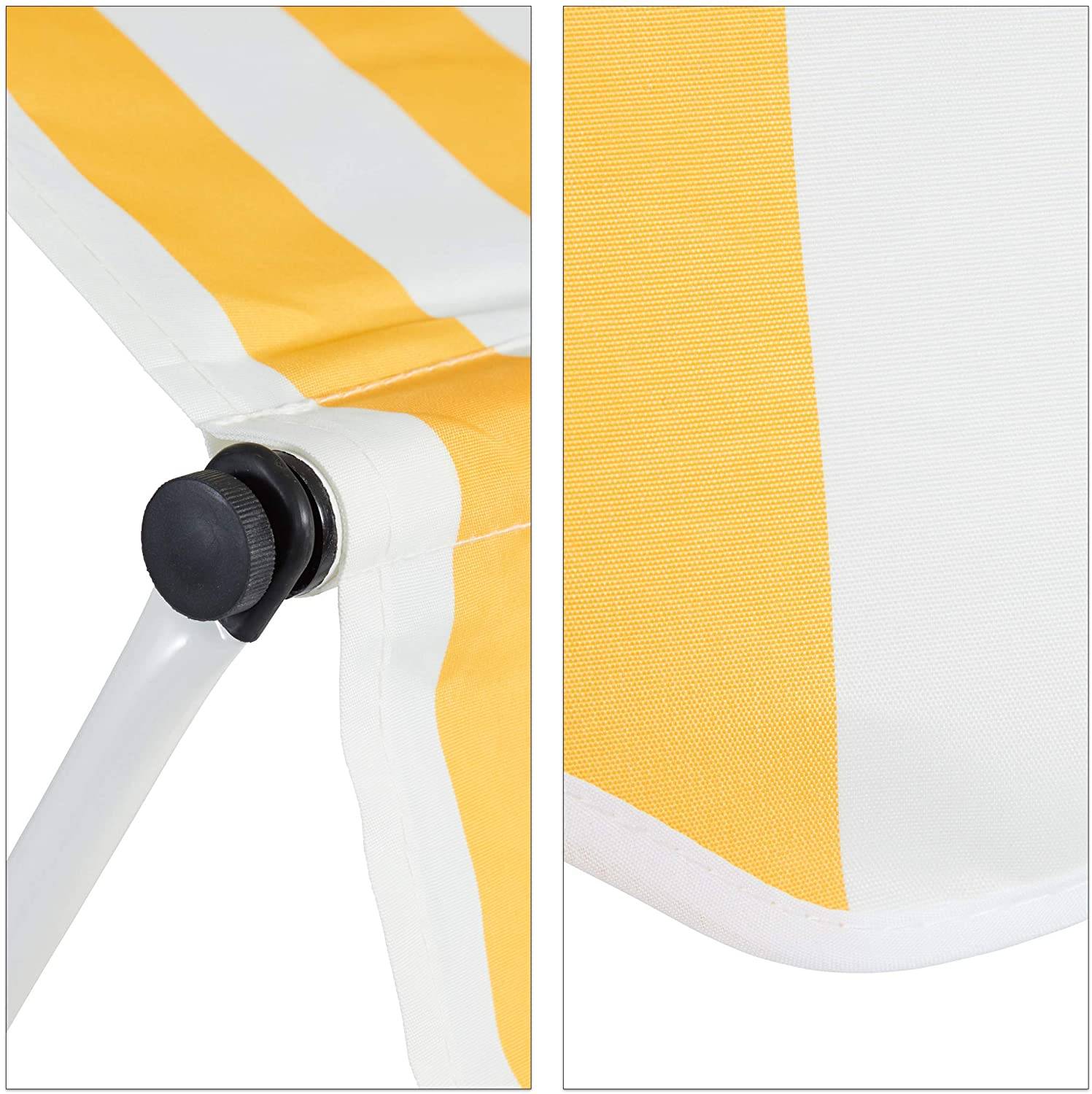 Helloshop26 - Store banne télescopique de balcon manivelle hauteur réglable résistant uv polyester acier 350 x 120 cm blanc et jaune - Image 3