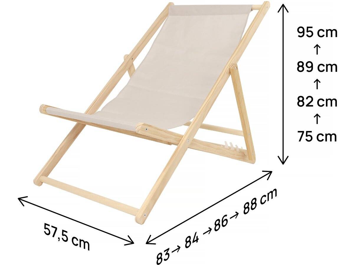 Habitat Et Jardin - Lot De 2 Transats En Bois "chilienne" - 107 X 56.5 X 81 Cm - Ecru -habitat Et Jardin - Image 4