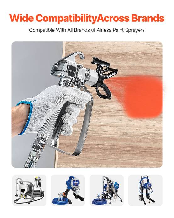 VEVOR Pistolet peinture sans air, 248 bar, embout 517, kit joints, filtres, nettoyage. - Image 2