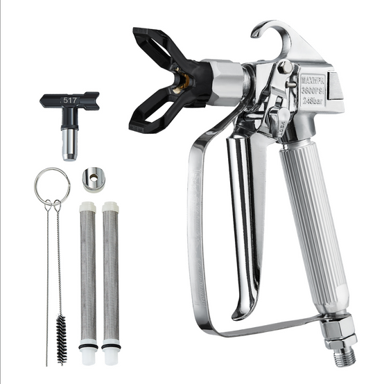 VEVOR Pistolet peinture sans air, 248 bar, embout 517, kit joints, filtres, nettoyage. - Image 1