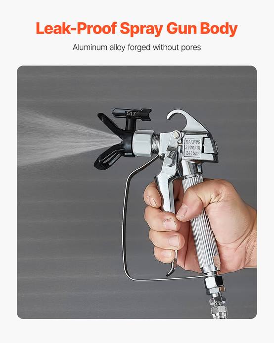 VEVOR Pistolet peinture sans air, 248 bar, embout 517, kit joints, filtres, nettoyage. - Image 3