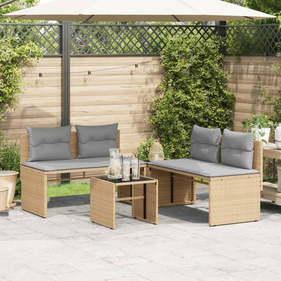 ComfortXL - Salon de jardin bas 4 pcs en résine tressée avec 2 tables basses Beige – ComfortXL Outdoor Living - Image 3