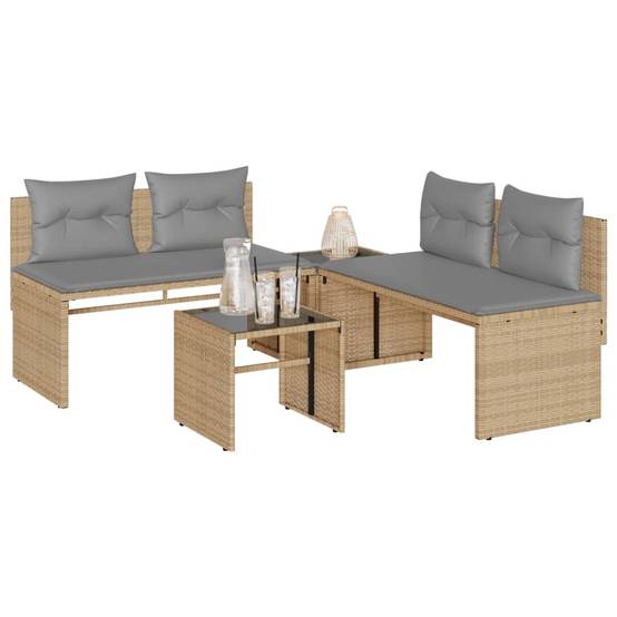 ComfortXL - Salon de jardin bas 4 pcs en résine tressée avec 2 tables basses Beige – ComfortXL Outdoor Living - Image 1