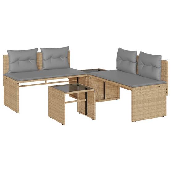 ComfortXL - Salon de jardin bas 4 pcs en résine tressée avec 2 tables basses Beige – ComfortXL Outdoor Living - Image 2