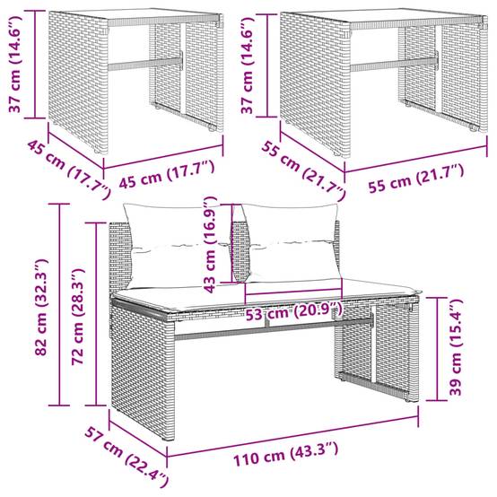 ComfortXL - Salon de jardin bas 4 pcs en résine tressée avec 2 tables basses Beige – ComfortXL Outdoor Living - Image 10