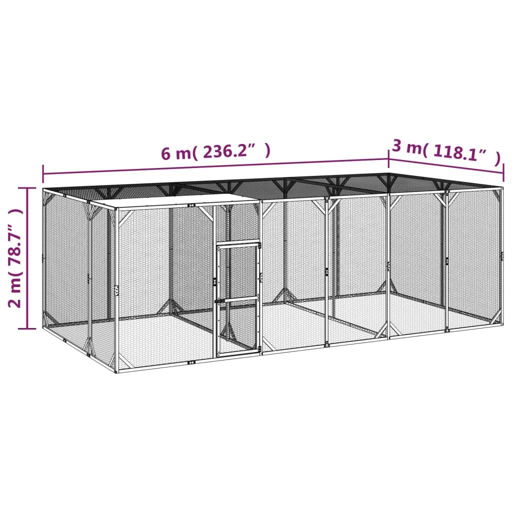 Poulailler Bois Pin Massif Enclos Extérieur Volailles Toit Étanche 600x300x200cm Brun - ComfortXL Outdoor Living - Image 6