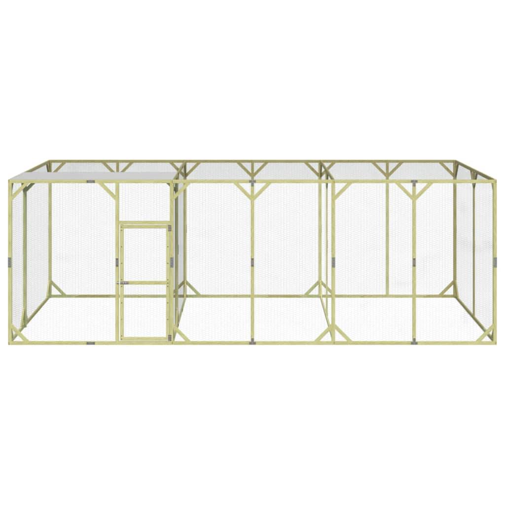 Poulailler Bois Pin Massif Enclos Extérieur Volailles Toit Étanche 600x300x200cm Brun - ComfortXL Outdoor Living - Image 2