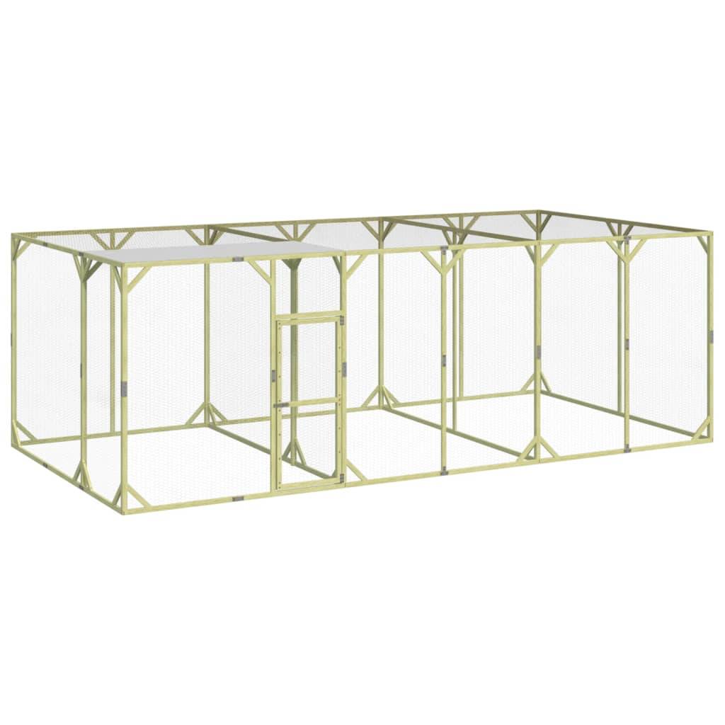 Poulailler Bois Pin Massif Enclos Extérieur Volailles Toit Étanche 600x300x200cm Brun - ComfortXL Outdoor Living - Image 1