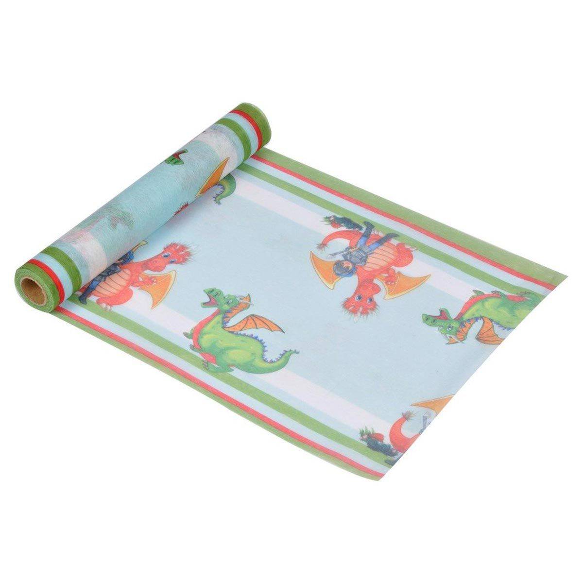 Chemin de Table Jetable "Chevalier & Dragon" 28cmx5m Multicolore
