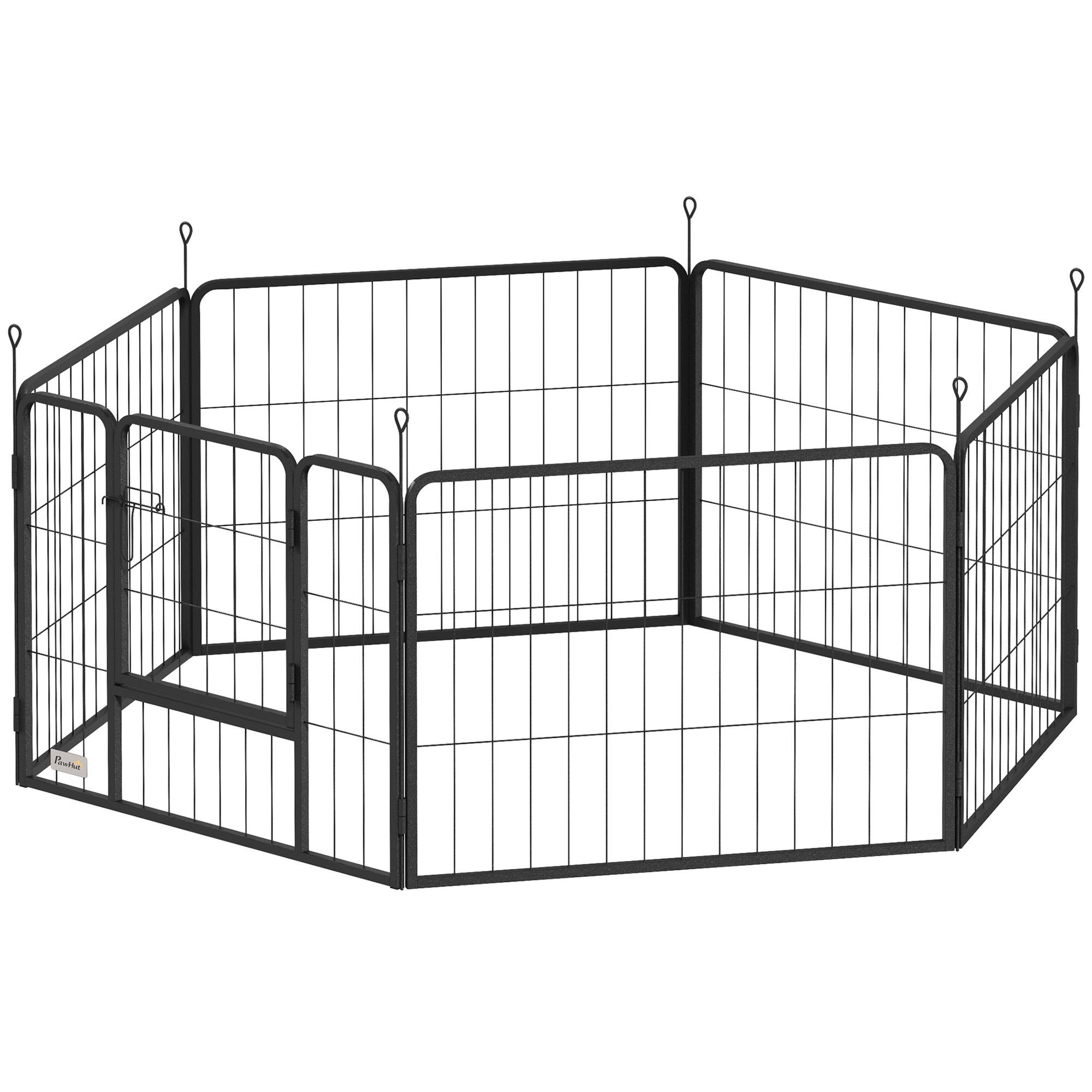Parc pour chien à 6 panneaux, 60 cm de haut, avec porte, pour une utilisation intérieure et extérieure, noir - Image 2