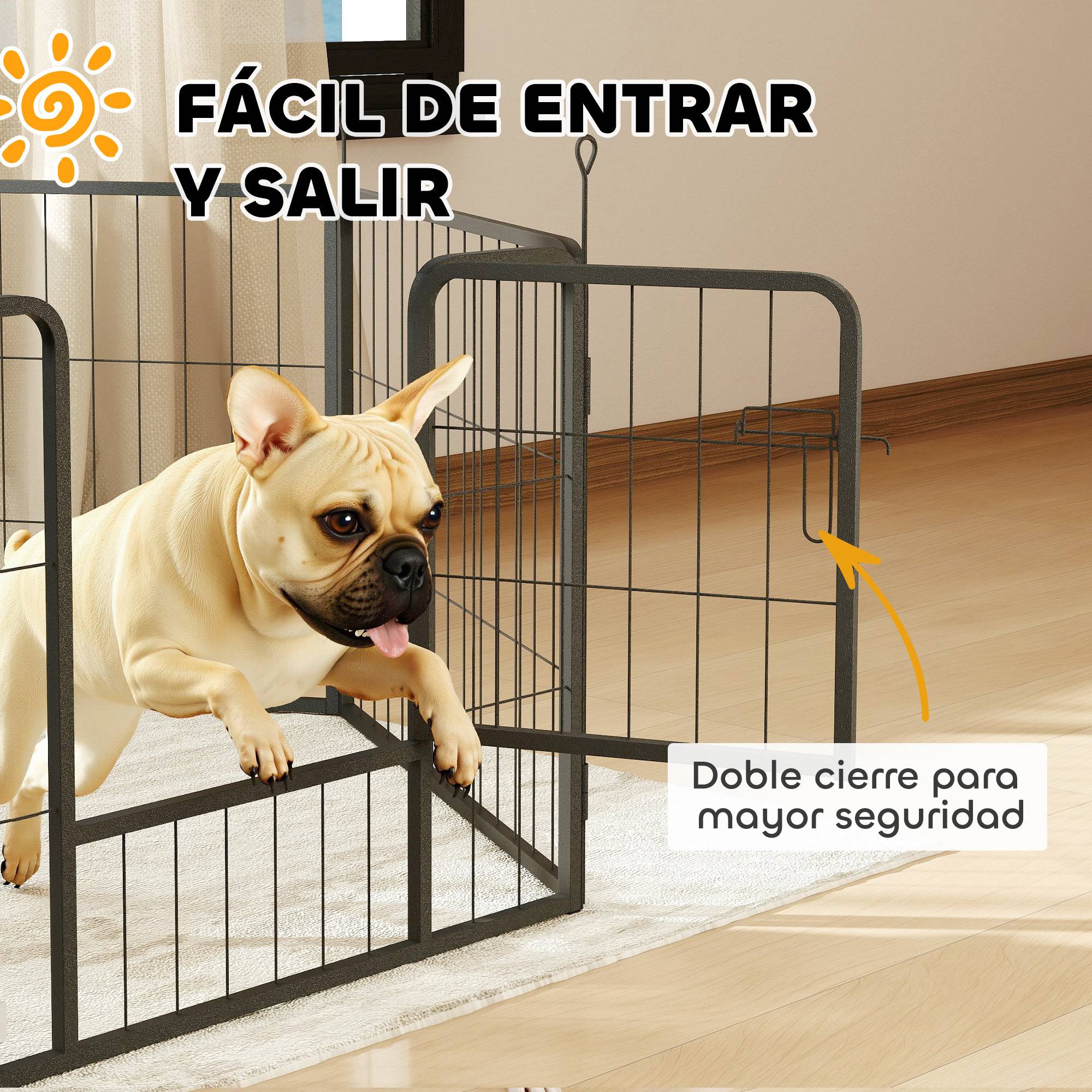 Parc pour chien à 6 panneaux, 60 cm de haut, avec porte, pour une utilisation intérieure et extérieure, noir - Image 7