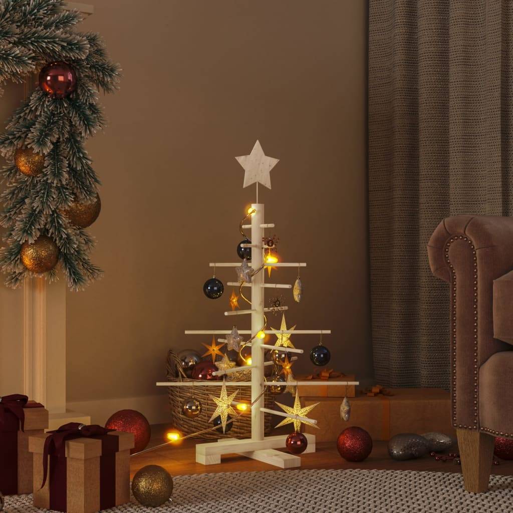 Maison Chic - Arbre de Noël, Sapin de Noël en bois pour décoration 75 cm bois massif de pin u673q - Image 2