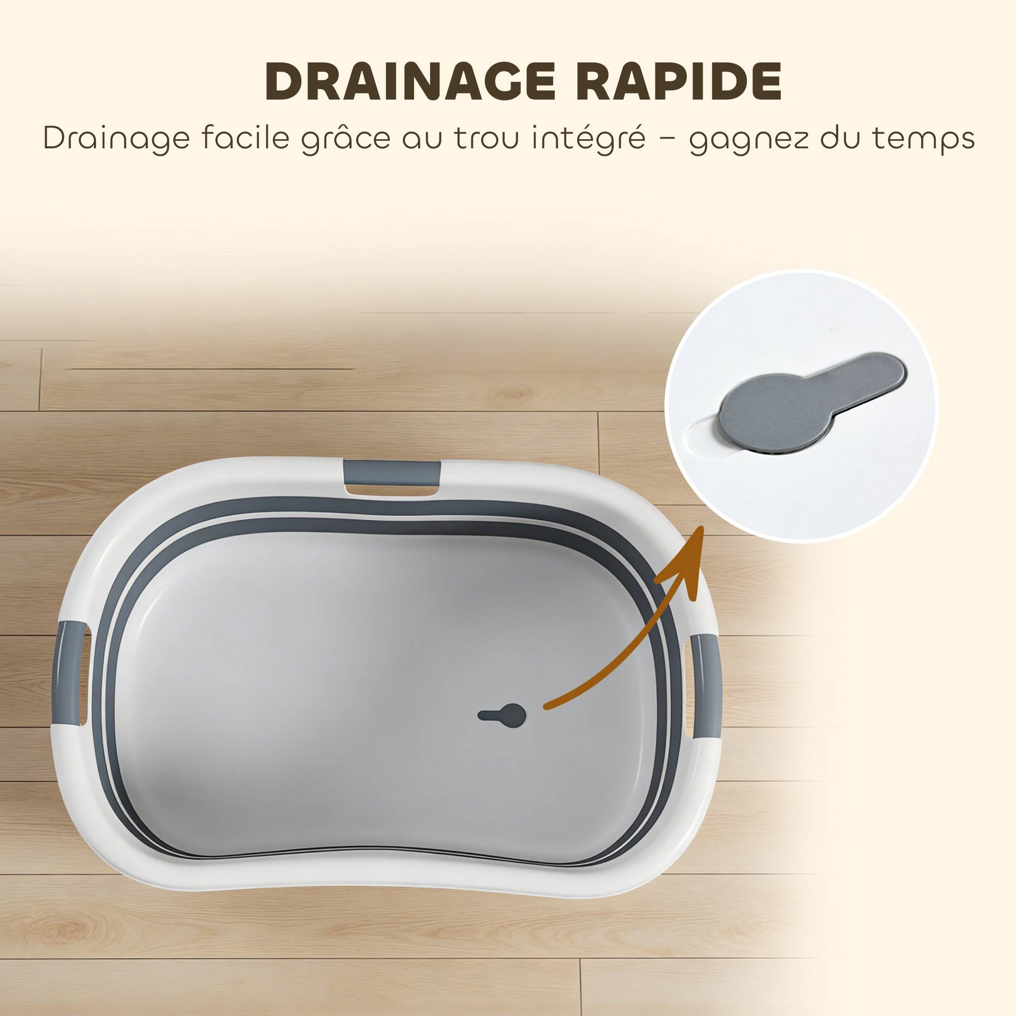 ComfortXL - Baignoire chien pliable PP TPE 66x44x25 cm grise 27 L portable avec vidange - ComfortXL Outdoor Living - Image 7