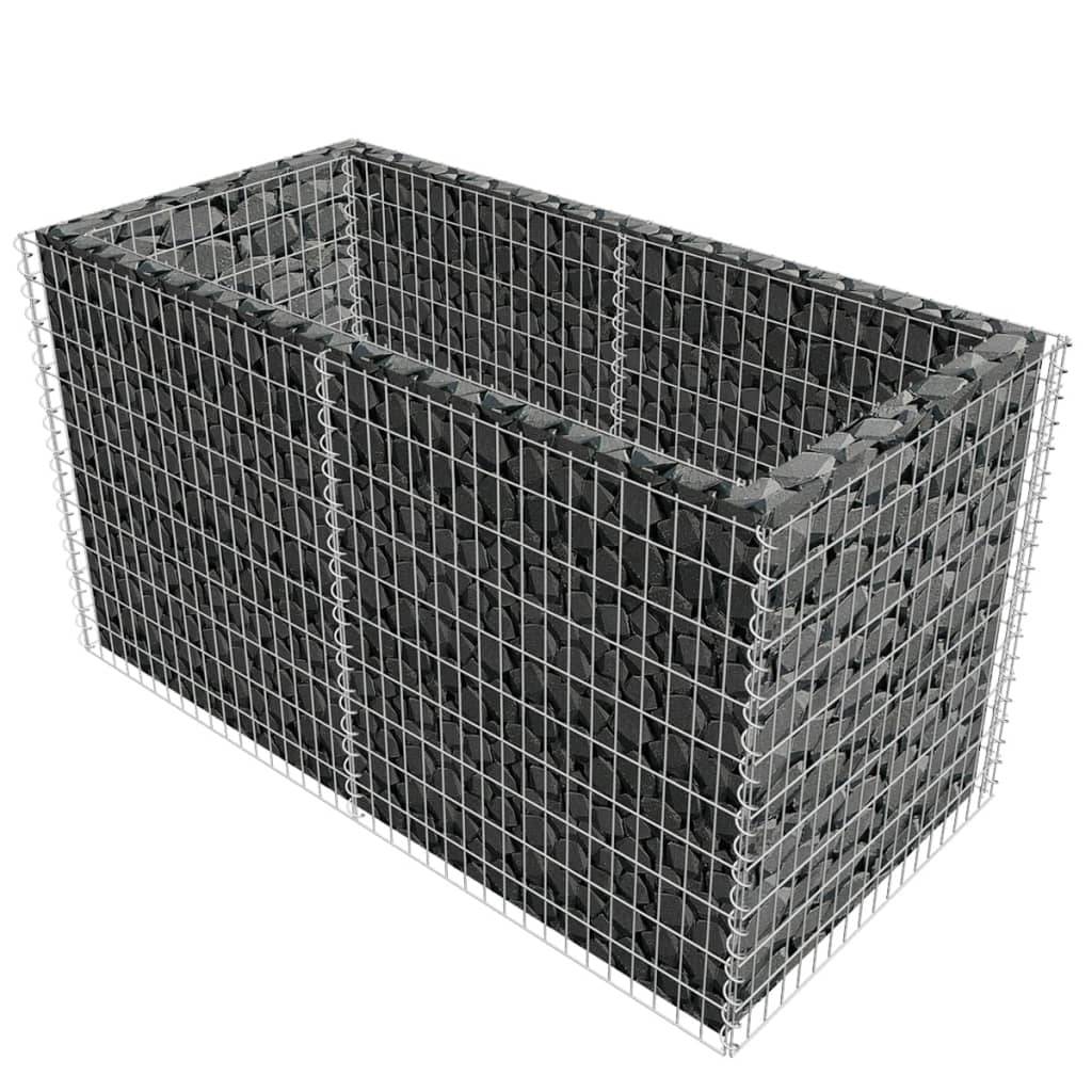 Helloshop26 - Jardinière lit surélevé plantes fleurs jardin à gabion acier 180 x 90 x 100 cm argenté - Image 2